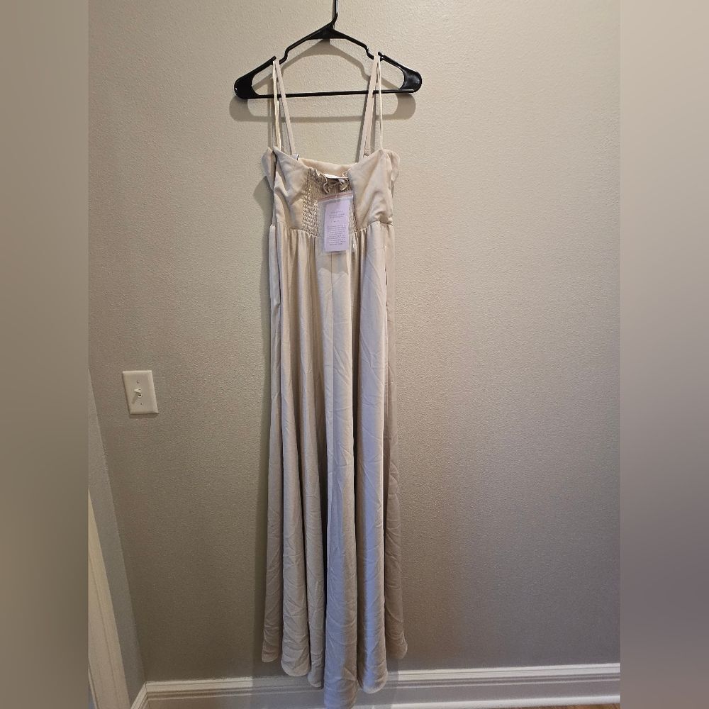 BHLDN Elsie Straight-Neck Satin A-Line Gown NWT Sz 2 - Picture 9 of 11